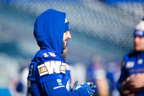 MIKAELA MACKENZIE / WINNIPEG FREE PRESS
Quarterback Matt Nichols at the Bombers practice at the Investors Group Field in Winnipeg on Friday, Oct. 12, 2018. 
Winnipeg Free Press 2018.