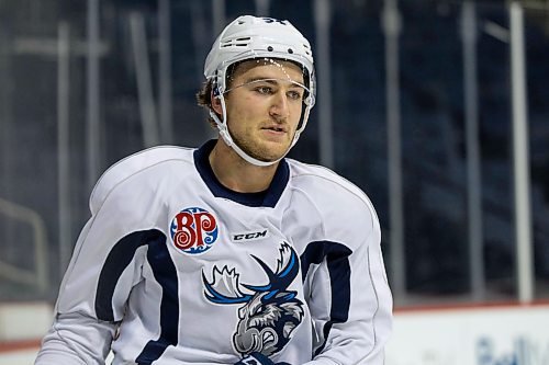 MIKE DEAL / WINNIPEG FREE PRESS
Manitoba Moose' JC Lipon (34) during practice at Bell MTS Place Friday morning.
181012 - Friday, October 12, 2018.