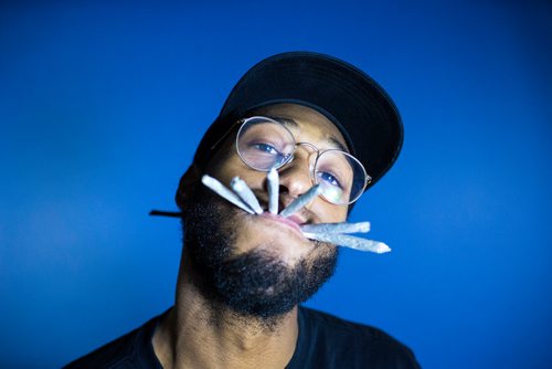 MIKAELA MACKENZIE / WINNIPEG FREE PRESS
Dillin Morgan poses for portraits after teaching Jenn Zoratti how to roll a joint (using catnip as a substitute for cannabis) in Winnipeg on Monday, Oct. 15, 2018. 
Winnipeg Free Press 2018.