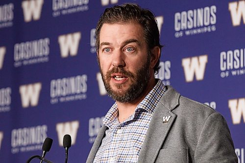 MIKE DEAL / WINNIPEG FREE PRESS
The Winnipeg Blue Bombers General Manager Kyle Walters talks to the media at Investors Group Field Tuesday afternoon.
181016 - Tuesday, October 16, 2018.