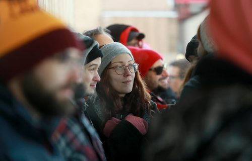 RUTH BONNEVILLE / WINNIPEG FREE PRESS

Cannabis customers  lineup outside Delta 9 Cannabis store on Dakota Street before it opens  at 10am Wednesday.

See Carol's story.


October 17, 2018