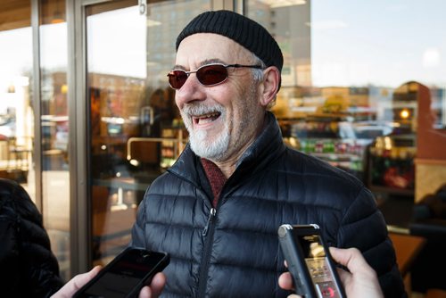 MIKE DEAL / WINNIPEG FREE PRESS
Hubert, 72, and his wife Claudine Bergeron at the opening of Tokyo Smoke are some of the first in Winnipeg to be able to purchase recreational cannabis legally now that the laws have been changed. 
181017 - Wednesday, October 17, 2018.