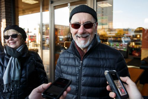 MIKE DEAL / WINNIPEG FREE PRESS
Hubert, 72, and his wife Claudine Bergeron at the opening of Tokyo Smoke are some of the first in Winnipeg to be able to purchase recreational cannabis legally now that the laws have been changed. 
181017 - Wednesday, October 17, 2018.