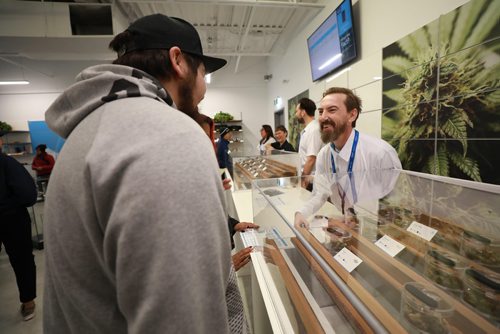 RUTH BONNEVILLE / WINNIPEG FREE PRESS

Delta 9 Cannabis store customer Matthew Paul talks to sales person about product in store on opening day Wednesday.  

See Carol's story.


October 17, 2018