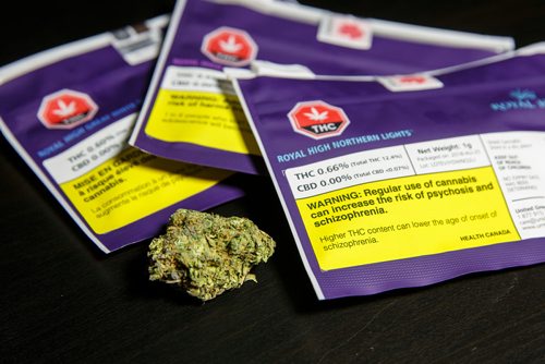 MIKE DEAL / WINNIPEG FREE PRESS
Packages of cannabis purchased on the first day that cannabis can be sold legally in Canada.
181017 - Wednesday, October 17, 2018.