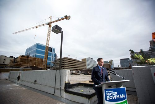 MIKAELA MACKENZIE / WINNIPEG FREE PRESS
Mayor Brian Bowman releases his campaign platform document on Main Street in Winnipeg on Friday, Oct. 19, 2018. 
Winnipeg Free Press 2018.