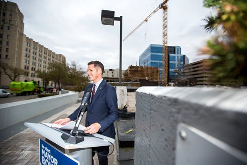 MIKAELA MACKENZIE / WINNIPEG FREE PRESS
Mayor Brian Bowman releases his campaign platform document on Main Street in Winnipeg on Friday, Oct. 19, 2018. 
Winnipeg Free Press 2018.