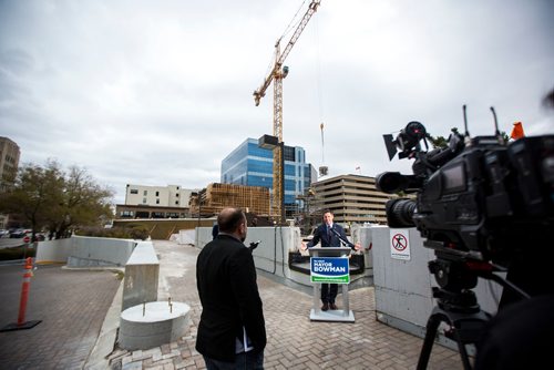 MIKAELA MACKENZIE / WINNIPEG FREE PRESS
Mayor Brian Bowman releases his campaign platform document on Main Street in Winnipeg on Friday, Oct. 19, 2018. 
Winnipeg Free Press 2018.