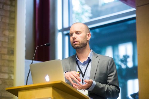 MIKAELA MACKENZIE / WINNIPEG FREE PRESS
Dr. Brent Guppy from Synthase Genetics Inc. speaks about cannabis plant anatomy and function at a cannabis legalization conference led by Red River College's School of Indigenous Education in Winnipeg on Friday, Oct. 19, 2018. 
Winnipeg Free Press 2018.