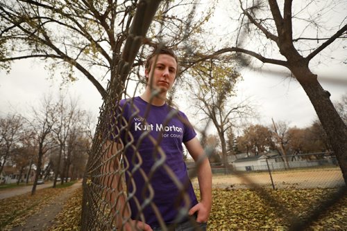 RUTH BONNEVILLE / WINNIPEG FREE PRESS

Photo of Kurt Morton Candidate in the St. James Councillor Candidates race, has his photo taken in and around Marjorie Park for story on city services needing repairs and updates.  

See Ryan Thorpe story. 

October 19, 2018