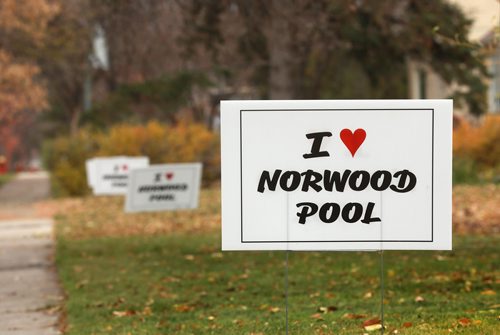 RUTH BONNEVILLE / WINNIPEG FREE PRESS


Row of signs on resident properties in Norwood  that say  - I (love) Norwood Pool.   For story on some politicians saying they will save the pool from closing.

More info from FP story:
A public outdoor swimming pool has turned into a pawn for politicians in the civic election.

Mayoral candidate Jenny Motkaluk and Marcel Boille, a candidate for the St. Boniface ward race, said they planned to work with residents to keep the Norwood Pool open.

The candidates support mirrors one already made by the incumbent ward councilor, Matt Allard, and all members of councils parks committee who directed the administration at a September meeting to work with area residents to keep the pool open.


October 19, 2018