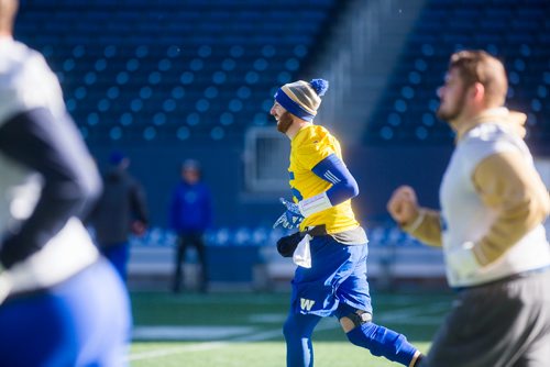 MIKAELA MACKENZIE / WINNIPEG FREE PRESS
Quarterback Matt Nichols at Bombers practice at Investors Group Field in Winnipeg on Monday, Oct. 22, 2018. 
Winnipeg Free Press 2018.