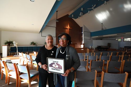 RUTH BONNEVILLE / WINNIPEG FREE PRESS

Faith Page:
 
Women's Inter Church Council of Canada president, Diane Dwarka, and WIC of Winnipeg chapter president,  Dr. June James (glasses) hold photo of what their association stands for in the sanctuary of United Church of Meadowood Monday.  WICC, an interdenominational Christian group is celebrating it's 100th Anniversary this year across the country with Winnipeg's event scheduled for Nov 3rd at CanadInns Fort Garry. 

 
See Brenda Suderman story.

October 22, 2018