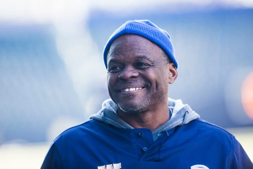 MIKAELA MACKENZIE / WINNIPEG FREE PRESS
Defensive coordinator Richie Hall at Bombers practice at Investors Group Field in Winnipeg on Tuesday, Oct. 23, 2018.
Winnipeg Free Press 2018.