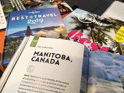 RUTH BONNEVILLE / WINNIPEG FREE PRESS


Biz,  LOCAL - Lonely Planet

Photo of just released lonely planet book and magazine listing Manitoba as one of the top 10 regions for the best travel destinations for 2019, at Travel Manitoba Visitor Information Centre, at the  Forks Tuesday.  

Travel Manitoba held a news conference with remarks  by,  Brian Pallister, Premier of Manitoba, Colin Ferguson, President & CEO, Travel Manitoba and Ben Buckner, Lonely Planet Canadian Destination Editor, at presser Tuesday.


See Martin Cash story. 

October 23, 2018