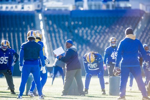 MIKAELA MACKENZIE / WINNIPEG FREE PRESS
Defensive coordinator Richie Hall at Bombers practice at Investors Group Field in Winnipeg on Tuesday, Oct. 23, 2018.
Winnipeg Free Press 2018.