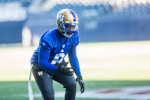 MIKAELA MACKENZIE / WINNIPEG FREE PRESS
Chris Randle at Bombers practice at Investors Group Field in Winnipeg on Tuesday, Oct. 23, 2018. 
Winnipeg Free Press 2018.