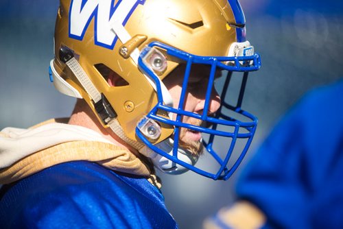 MIKAELA MACKENZIE / WINNIPEG FREE PRESS
Adam Bighill at Bombers practice at Investors Group Field in Winnipeg on Tuesday, Oct. 23, 2018. 
Winnipeg Free Press 2018.