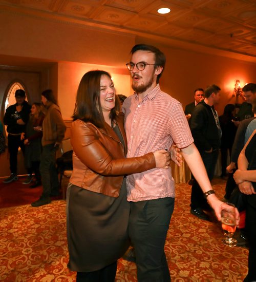 RUTH BONNEVILLE / WINNIPEG FREE PRESS

Sherri Rollins gives her campaign manager, Evan Kresney, a hug after winning  city councillor seat for Fort Rouge - East Fort Garry riding at Fort Garry Hotel Wednesday evening.  


October 24, 2018