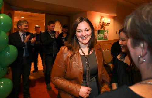 RUTH BONNEVILLE / WINNIPEG FREE PRESS

Sherri Rollins is all smiles as she is congratulated for winning  city councillor seat for Fort Rouge - East Fort Garry riding at Fort Garry Hotel Wednesday evening.  


October 24, 2018