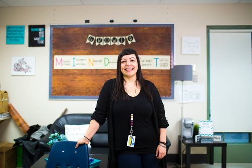 MIKAELA MACKENZIE / WINNIPEG FREE PRESS
School counsellor Cristina Almeida poses for a portrait at Sargent Park School in Winnipeg on Thursday, Oct. 25, 2018. 
Winnipeg Free Press 2018.