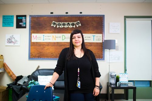 MIKAELA MACKENZIE / WINNIPEG FREE PRESS
School counsellor Cristina Almeida poses for a portrait at Sargent Park School in Winnipeg on Thursday, Oct. 25, 2018. 
Winnipeg Free Press 2018.