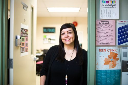 MIKAELA MACKENZIE / WINNIPEG FREE PRESS
School counsellor Cristina Almeida poses for a portrait at Sargent Park School in Winnipeg on Thursday, Oct. 25, 2018. 
Winnipeg Free Press 2018.