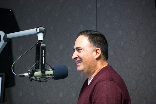 MIKAELA MACKENZIE / WINNIPEG FREE PRESS
Radio personality Joe Aiello in the Power 97 studio in Winnipeg on Friday, Oct. 26, 2018. 
Winnipeg Free Press 2018.