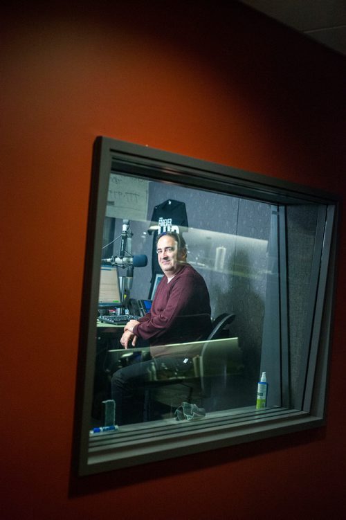 MIKAELA MACKENZIE / WINNIPEG FREE PRESS
Radio personality Joe Aiello in the Power 97 studio in Winnipeg on Friday, Oct. 26, 2018. 
Winnipeg Free Press 2018.