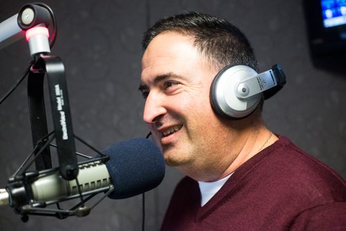 MIKAELA MACKENZIE / WINNIPEG FREE PRESS
Radio personality Joe Aiello in the Power 97 studio in Winnipeg on Friday, Oct. 26, 2018. 
Winnipeg Free Press 2018.