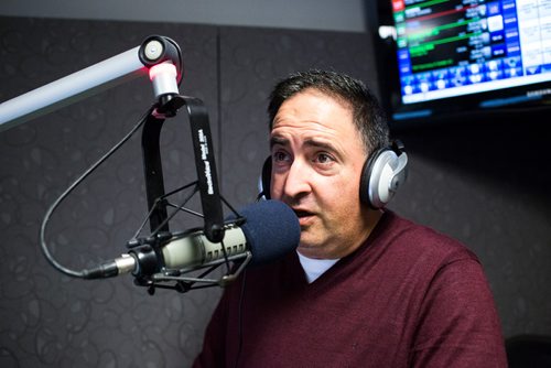 MIKAELA MACKENZIE / WINNIPEG FREE PRESS
Radio personality Joe Aiello in the Power 97 studio in Winnipeg on Friday, Oct. 26, 2018. 
Winnipeg Free Press 2018.