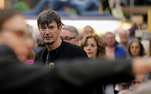 PHIL HOSSACK / WINNIPEG FREE PRESS - Author Ian Rankin surveys the standing room only crowd at McNally Robinsons Grant Park location Friday as he launches his newest book in Canada with a cross country tour.  See story. - October 26, 2018