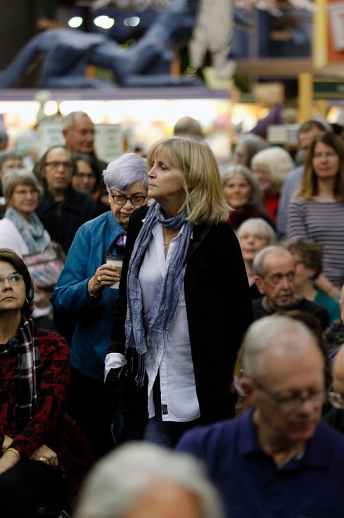 PHIL HOSSACK / WINNIPEG FREE PRESS - Ian Rankin fans look for position in the standing room only crowd at McNally Robinsons Grant Park location Friday as Ian Rankin launches his newest book ""In A House of Lies" in Canada with a cross country tour.  See story. - October 26, 2018