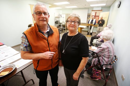 JOHN WOODS / WINNIPEG FREE PRESS
Bruce Koskie and Carol Demianyk are photographed during a Winnipeg Church of the Deaf service at Deaf Centre Manitoba Sunday, October 28, 2018.  The Winnipeg Church of the Deaf is celebrating it's 100th anniversary in November.
