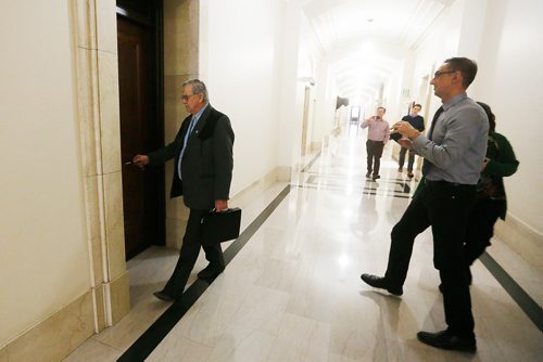 JOHN WOODS / WINNIPEG FREE PRESS
MLA Cliff Graydon, who was dismissed from the PC caucus for "inappropriate behaviour", avoids media after sitting in the legislature as an independent Monday, October 29, 2018.