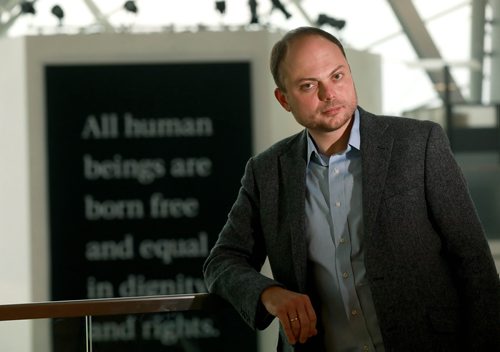 RUTH BONNEVILLE / WINNIPEG FREE PRESS



Portrait of RUSSIAN ACTIVIST: Vladimir Kara-Murza, a journalist, filmmaker and political activist in opposition to Russian President Vladimir Putin, on the 5th floor overlooking the Garden of Contemplation at the CMHR Monday.  

For story on one of Russia's most outspoken advocates for democracy and human rights who will be speaking at the Canadian Museum for Human Rights (CMHR) on October 30 as part of its President's Lecture Series.

Vladimir Kara-Murza, a journalist, filmmaker and political activist, has been on the front lines of opposition to Russian president Vladimir Putin. In 2015, he was poisoned and nearly died - three months after his close friend, opposition leader Boris Nemtsov, was gunned down on a bridge near the Kremlin. In 2017, Kara-Murza was poisoned again.

See Kevin Rollason story. 

October 29, 2018