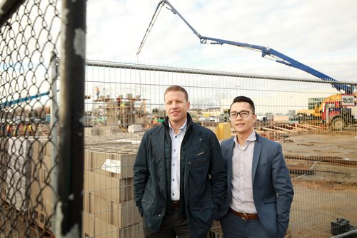 RUTH BONNEVILLE / WINNIPEG FREE PRESS

BIZ - dealerships

Photo of Kirk Cancilla, GM Frontier Toyota  and Jack Zheng, GM Frontier Subaru (Right,glasses, suit), next to one of the two major Frontier Dealership construction projects. Photo was taken at Frontier Toyota on Regent. The  Frontier Subaru will be located at the Waverley Auto Mall, but there are only piles in the ground so far at this point. (shot was taken at the Toyota location because it was best).

Also, artist rendering of the new Toyota store.

See Kelly's story.

October 30, 2018