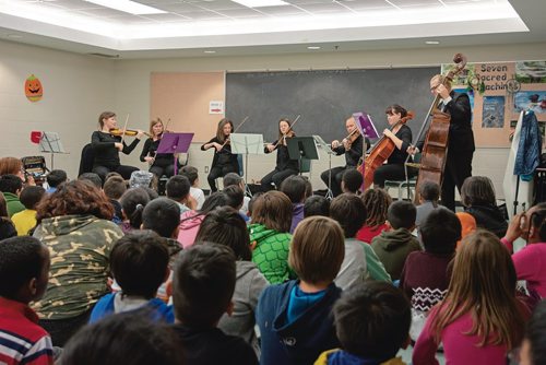 Canstar Community News Oct. 24 - The Winnipeg Symphony Orchestra's string section performs at Greenway School as part of its Bach to School program. (EVA WASNEY/CANSTAR COMMUNITY NEWS/METRO)