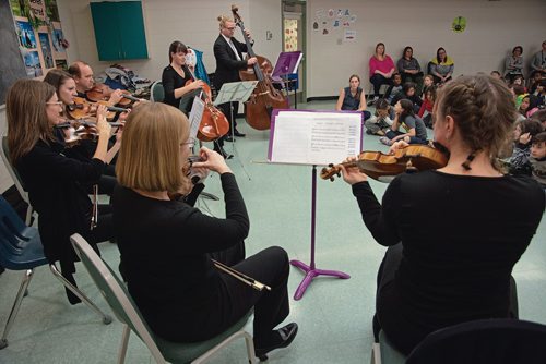 Canstar Community News Oct. 24 - The Winnipeg Symphony Orchestra's string section performs at Greenway School as part of its Bach to School program. (EVA WASNEY/CANSTAR COMMUNITY NEWS/METRO)