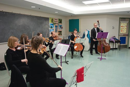 Canstar Community News Oct. 24 - The Winnipeg Symphony Orchestra's string section performs at Greenway School as part of its Bach to School program. (EVA WASNEY/CANSTAR COMMUNITY NEWS/METRO)