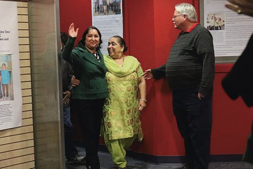 Canstar Community News Oct. 24, 2018 - Old Kildonan Councillor Devi Sharma arrives at her headquarters with her family on Oct. 24, after results showed she had won the election. (LIGIA BRAIDOTTI/CANSTAR NEWS/TIMES)