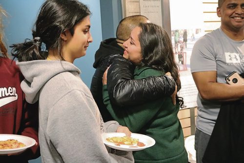 Canstar Community News Oct. 24, 2018 - Devi Sharma is greeted by friends at her election campaing office on Oct. 24, after results appointed her as Old Kildonan wards city councillor. (LIGIA BRAIDOTTI/CANSTAR NEWS/TIMES)