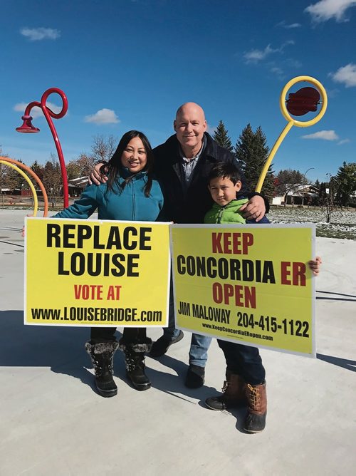Canstar Community News Jason Schreyer, pictured here with his wife Sarah and son Jared, is running for re-election as city councillor in Elmwood-East Kildonan. (SHELDON BIRNIE/CANSTAR/THE HERALD)