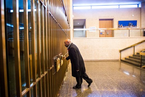 MIKAELA MACKENZIE / WINNIPEG FREE PRESS
Markus Chambers, councillor-elect for the new ward of St. Norbert-Seine River, takes a look around City Hall in Winnipeg on Wednesday, Oct. 31, 2018. 
Winnipeg Free Press 2018.