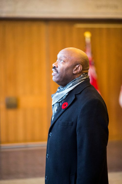 MIKAELA MACKENZIE / WINNIPEG FREE PRESS
Markus Chambers, councillor-elect for the new ward of St. Norbert-Seine River, takes a look around City Hall in Winnipeg on Wednesday, Oct. 31, 2018. 
Winnipeg Free Press 2018.