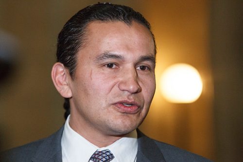 MIKE DEAL / WINNIPEG FREE PRESS
Wab Kinew, NDP Leader of the Opposition, talks to the media after question period Wednesday afternoon.
181031 - Wednesday, October 31, 2018.