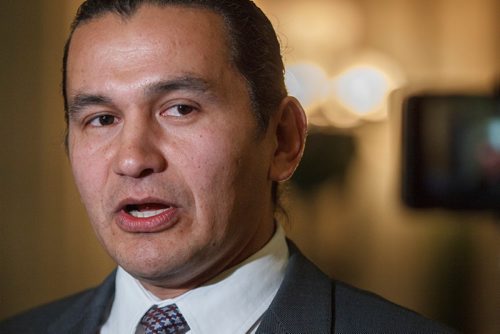 MIKE DEAL / WINNIPEG FREE PRESS
Wab Kinew, NDP Leader of the Opposition, talks to the media after question period Wednesday afternoon.
181031 - Wednesday, October 31, 2018.