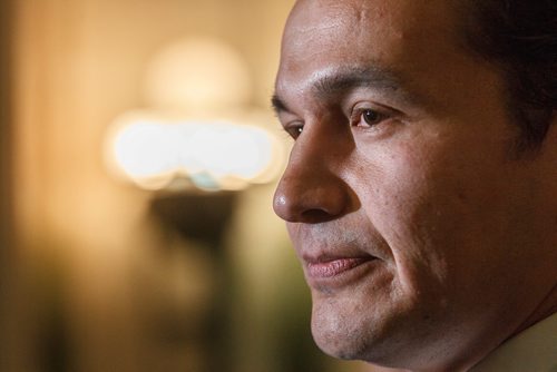 MIKE DEAL / WINNIPEG FREE PRESS
Wab Kinew, NDP Leader of the Opposition, talks to the media after question period Wednesday afternoon.
181031 - Wednesday, October 31, 2018.