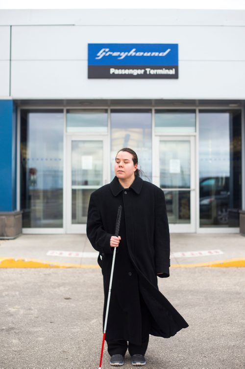 MIKAELA MACKENZIE / WINNIPEG FREE PRESS
Deanna Ng poses for a portrait at the Greyhound bus depot in Winnipeg on Wednesday, Oct. 31, 2018. With the service closing, she won't be able to visit her parents in Minnedosa.
Winnipeg Free Press 2018.