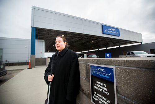 MIKAELA MACKENZIE / WINNIPEG FREE PRESS
Deanna Ng poses for a portrait at the Greyhound bus depot in Winnipeg on Wednesday, Oct. 31, 2018. With the service closing, she won't be able to visit her parents in Minnedosa.
Winnipeg Free Press 2018.